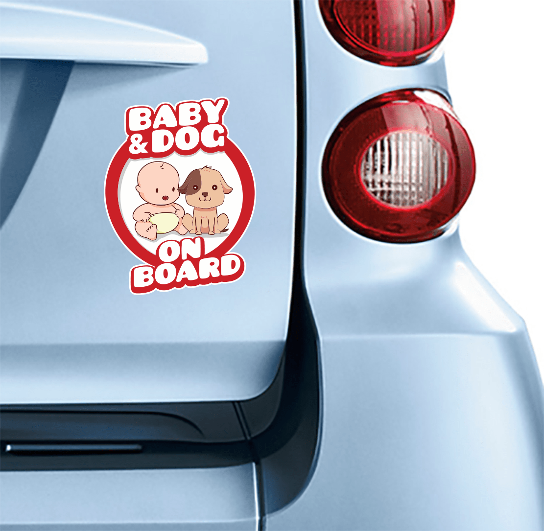 Baby & Dog on board vinyl sticker