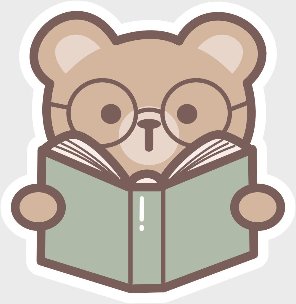 Vinyl sticker Book lover bear (4)