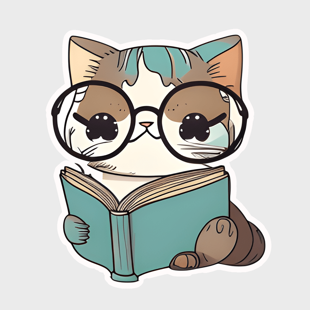 Vinyl sticker Book lover cats (1)