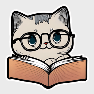 Vinyl sticker Book lover cats (2)