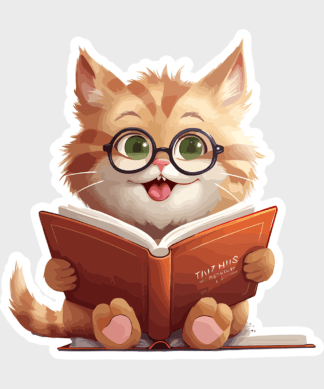 Vinyl sticker Book lover cats (24)