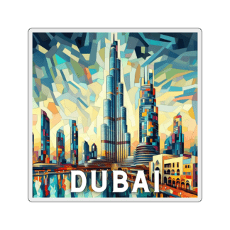 a colorful cityscape of Dubai